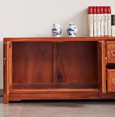 Top mẫu kệ tivi gỗ đẹp bằng gỗ gõ đỏ cao cấp-KTV 013