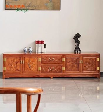 Top mẫu kệ tivi gỗ đẹp bằng gỗ gõ đỏ cao cấp-KTV 013
