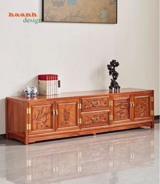 Top mẫu kệ tivi gỗ đẹp bằng gỗ gõ đỏ cao cấp-KTV 013