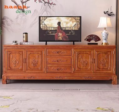 Top mẫu kệ tivi gỗ đẹp bằng gỗ hương tự nhiên cao cấp-KTV 016