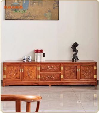 Top mẫu kệ tivi gỗ đẹp bằng gỗ gõ đỏ cao cấp-KTV 013
