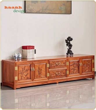 Top mẫu kệ tivi gỗ đẹp bằng gỗ gõ đỏ cao cấp-KTV 013