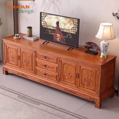 Top mẫu kệ tivi gỗ đẹp bằng gỗ hương tự nhiên cao cấp-KTV 016