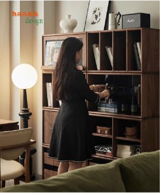 Hiện đại hóa không gian với kệ ti vi gỗ óc chó hiện đại-KTH 008