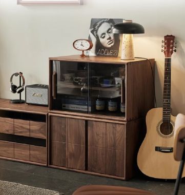 Hiện đại hóa không gian với kệ ti vi gỗ óc chó hiện đại-KTH 008