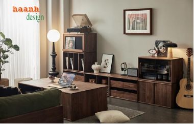 Hiện đại hóa không gian với kệ ti vi gỗ óc chó hiện đại-KTH 008