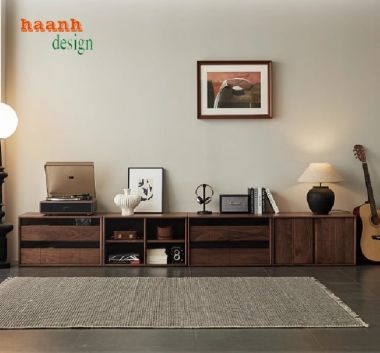 Hiện đại hóa không gian với kệ ti vi gỗ óc chó hiện đại-KTH 008