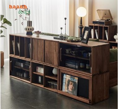 Hiện đại hóa không gian với kệ ti vi gỗ óc chó hiện đại-KTH 008