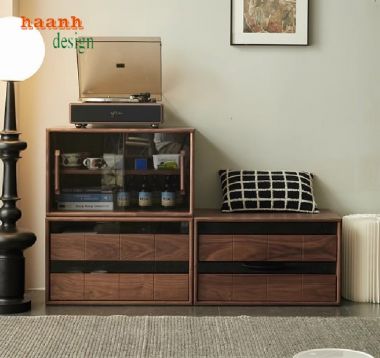 Hiện đại hóa không gian với kệ ti vi gỗ óc chó hiện đại-KTH 008
