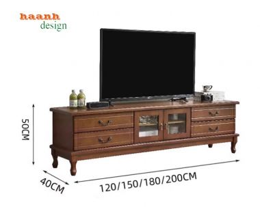 Kệ ti vi gỗ phòng khách tân cổ điển châu âu sang trọng KTD 003