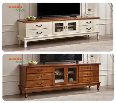 Kệ ti vi gỗ phòng khách tân cổ điển châu âu sang trọng KTD 003
