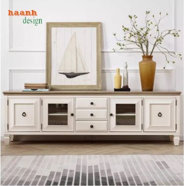 Khám phá kệ tivi tân cổ điển gỗ tự nhiên đẹp mắt-KTD 007