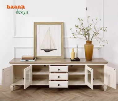 Khám phá kệ tivi tân cổ điển gỗ tự nhiên đẹp mắt-KTD 007