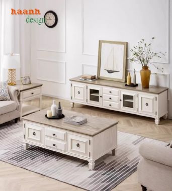 Khám phá kệ tivi tân cổ điển gỗ tự nhiên đẹp mắt-KTD 007