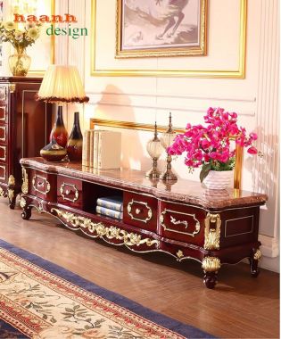 Kệ ti vi phòng khách tân cổ điển châu âu sang trọng. KTD 002