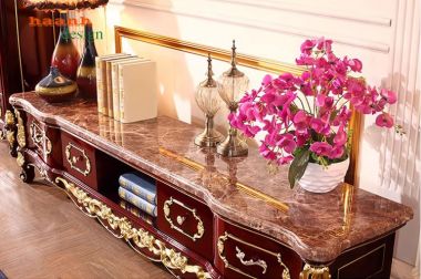 Kệ ti vi phòng khách tân cổ điển châu âu sang trọng. KTD 002