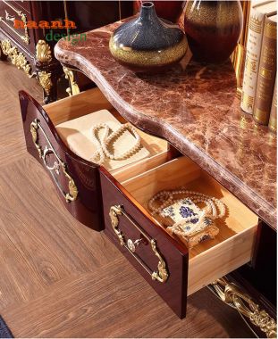 Kệ ti vi phòng khách tân cổ điển châu âu sang trọng. KTD 002