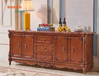 Kệ tivi tân cổ điển gỗ gõ đỏ cao cấp, đậm chất châu Âu-KTD 008