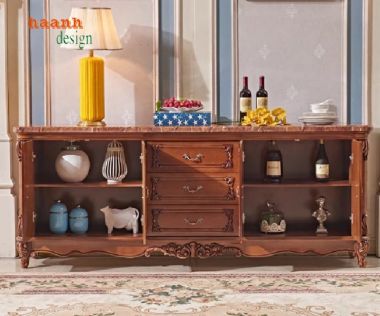 Kệ tivi tân cổ điển gỗ gõ đỏ cao cấp, đậm chất châu Âu-KTD 008