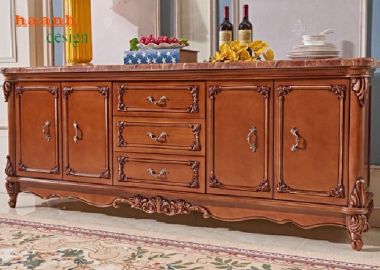 Kệ tivi tân cổ điển gỗ gõ đỏ cao cấp, đậm chất châu Âu-KTD 008