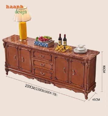 Kệ tivi tân cổ điển gỗ gõ đỏ cao cấp, đậm chất châu Âu-KTD 008