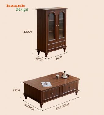 Kệ tivi tân cổ điển dáng thấp nhiều ngăn - KTD 013
