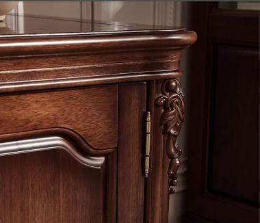 Mẫu kệ tivi gỗ đẹp gỗ gụ tự nhiên cao cấp kiểu dáng Mỹ-KTD 009