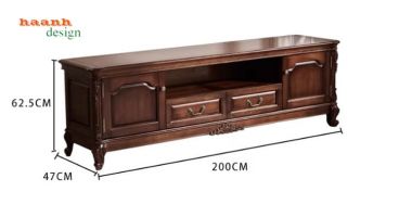 Mẫu kệ tivi gỗ đẹp gỗ gụ tự nhiên cao cấp kiểu dáng Mỹ-KTD 009