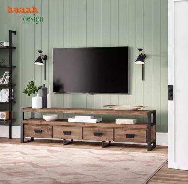 Bùng nổ xu hướng kệ tivi phòng khách sắt gỗ hiện đại-KSG 001