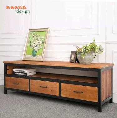 Kệ tivi phòng khách sắt gỗ 3 ngăn kéo hiện đại - KSG 002