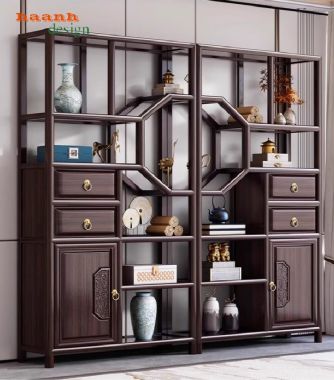 Kệ gỗ trang trí giả cổ phong cách trung quốc sang trọng-KTT 017