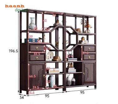 Kệ gỗ trang trí giả cổ phong cách trung quốc sang trọng-KTT 017