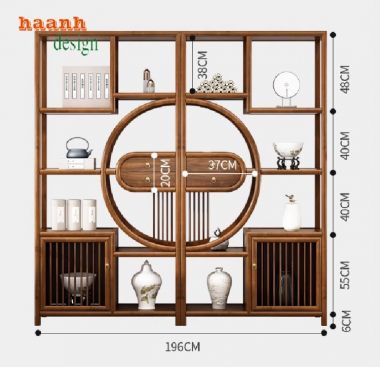 Kệ gỗ trang trí phòng khách sang trọng từ gỗ sồi tự nhiên-KTT 015