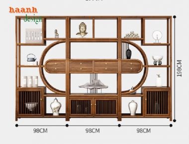Kệ gỗ trang trí phòng khách sang trọng từ gỗ sồi tự nhiên-KTT 015