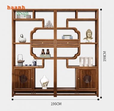 Kệ gỗ trang trí phòng khách sang trọng từ gỗ sồi tự nhiên-KTT 015