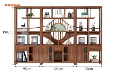 Tủ kệ gỗ trang trí – Điểm nhấn cho không gian phòng khách-KTT 018