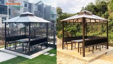 Nhà chòi sắt sơn tĩnh điện ngoài trời sân vườn NCS 004