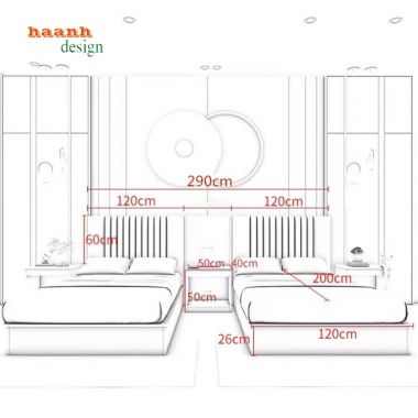 Giường ngủ khách sạn gỗ công nghiệp GNN001