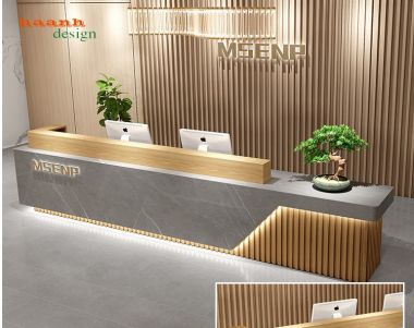 Quầy lễ tân khách sạn gỗ công nghiệp chuyên nghiệp QLK 001