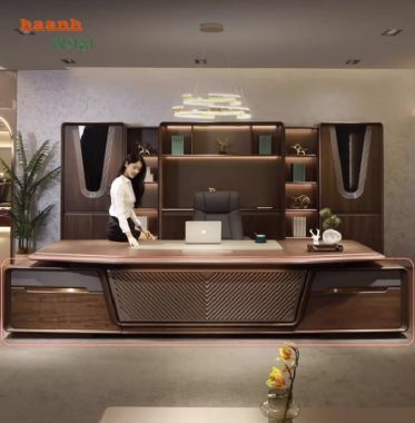 Tạo dấu ấn phong cách với bàn làm việc lãnh đạo gỗ óc chó-PGG 010