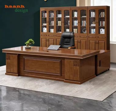 Mẫu bàn lãnh đạo gỗ tự nhiên đẹp, bền và tiện ích-PGG 017