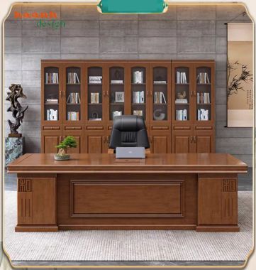 Mẫu bàn lãnh đạo gỗ tự nhiên đẹp, bền và tiện ích-PGG 017
