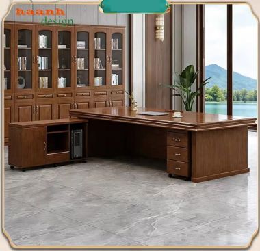 Mẫu bàn lãnh đạo gỗ tự nhiên đẹp, bền và tiện ích-PGG 017