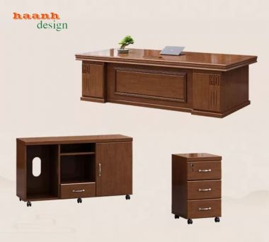 Mẫu bàn lãnh đạo gỗ tự nhiên đẹp, bền và tiện ích-PGG 017