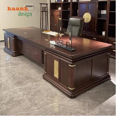 Bàn làm việc lãnh đạo gỗ sồi chạm khắc đẳng cấp Á Đông-PGG 013