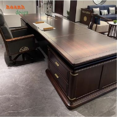 Bàn làm việc lãnh đạo gỗ sồi chạm khắc đẳng cấp Á Đông-PGG 013