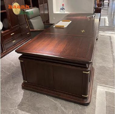 Bàn làm việc lãnh đạo gỗ sồi chạm khắc đẳng cấp Á Đông-PGG 013