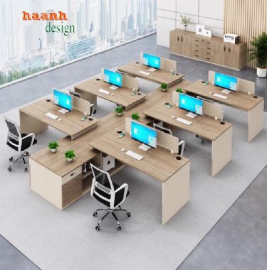 Mẫu bàn làm việc nhân viên văn phòng bằng gỗ Melamine-VPN 013