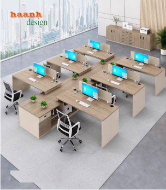Mẫu bàn làm việc nhân viên văn phòng bằng gỗ Melamine-VPN 013