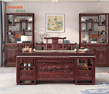  Bàn ghế phòng làm việc giả cổ phong cách á đông BLG 003